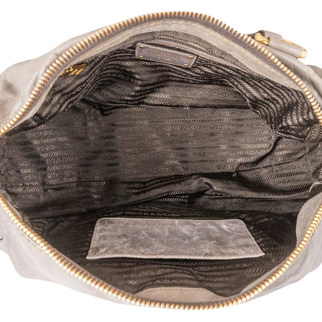Prada Vitello Shine Leather Bauletto Satchel Handbag
