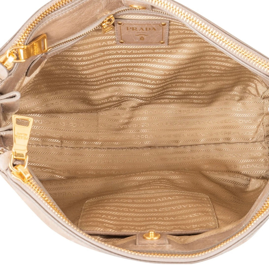 Prada Vitello Shine Leather Bauletto Handbag