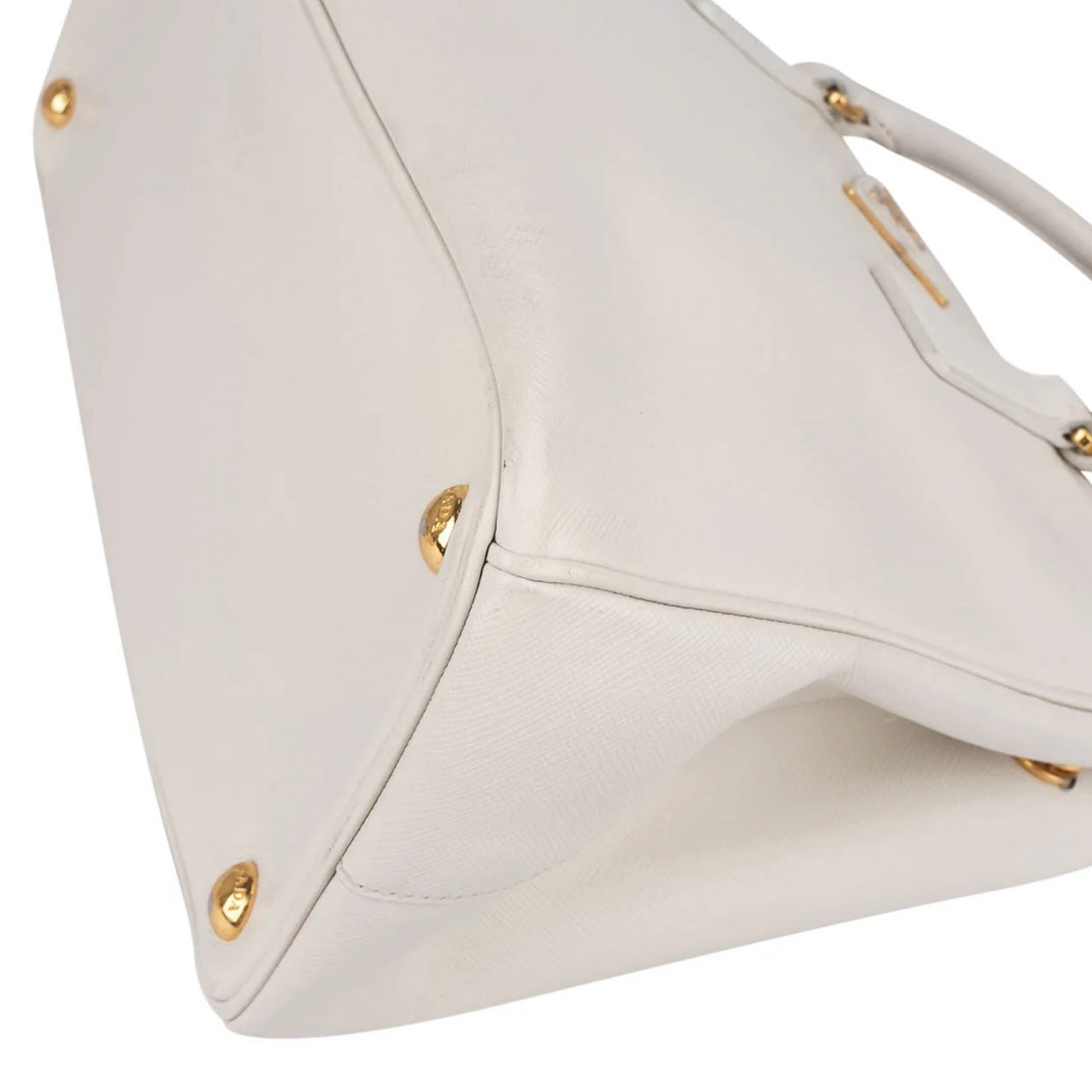 Prada White Saffiano Leather Galleria Handbag