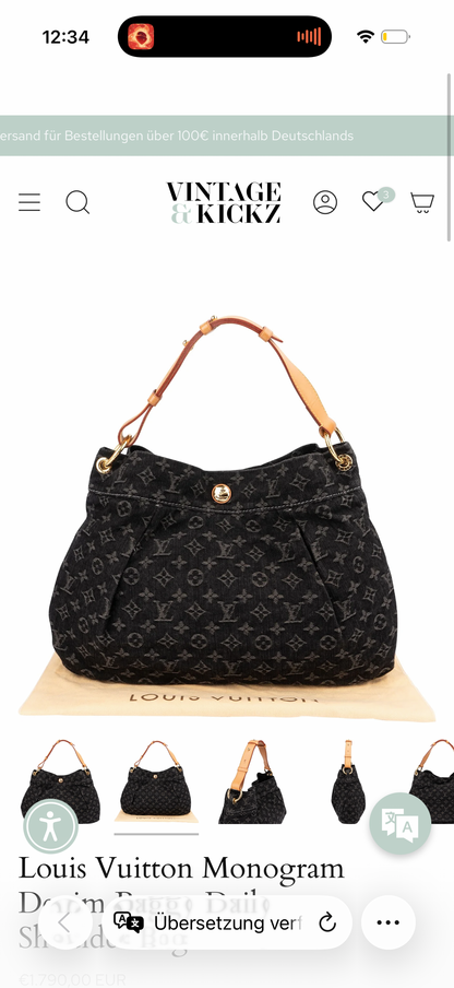 Louis Vuitton Monogram Denim Baggy Daily Shoulder Bag