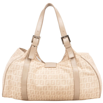 Fendi Monogram Zucca Baguette Buckle Shoulder Bag