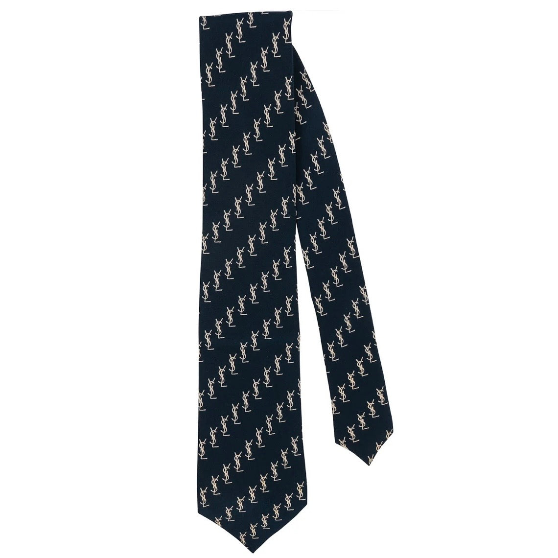 Yves Saint Laurent YSL Monogram Silk Tie