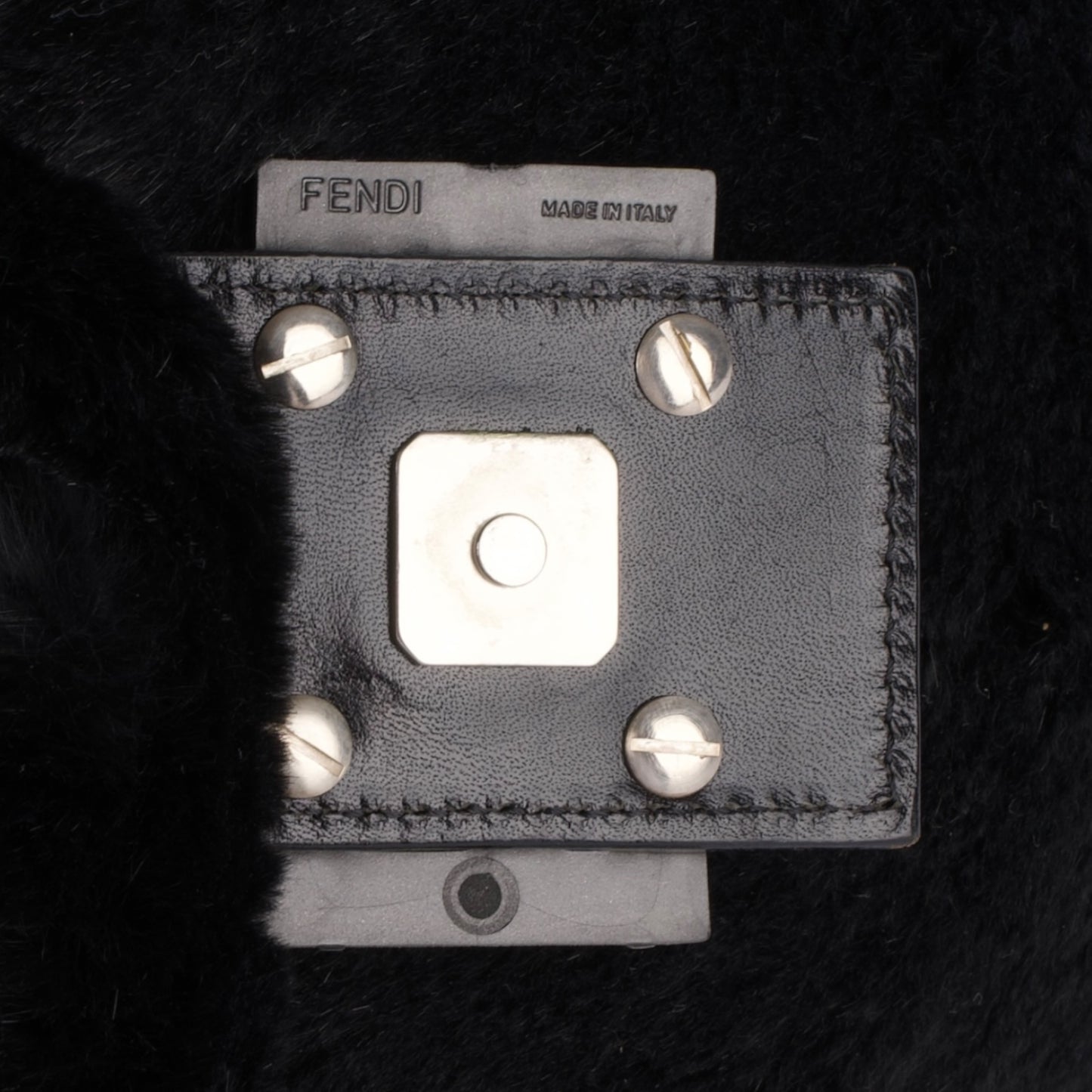 Fendi Black Fur Baguette Handbag