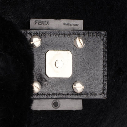 Fendi Black Fur Baguette Handbag
