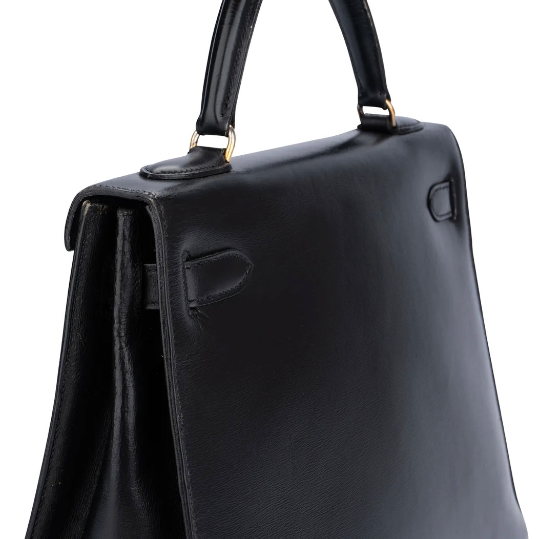 Hermès Noir Boxcalf Kelly 32 Handbag