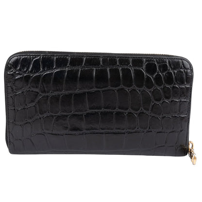Miu Miu Crocodile Embossed Leather Zip Around Wallet