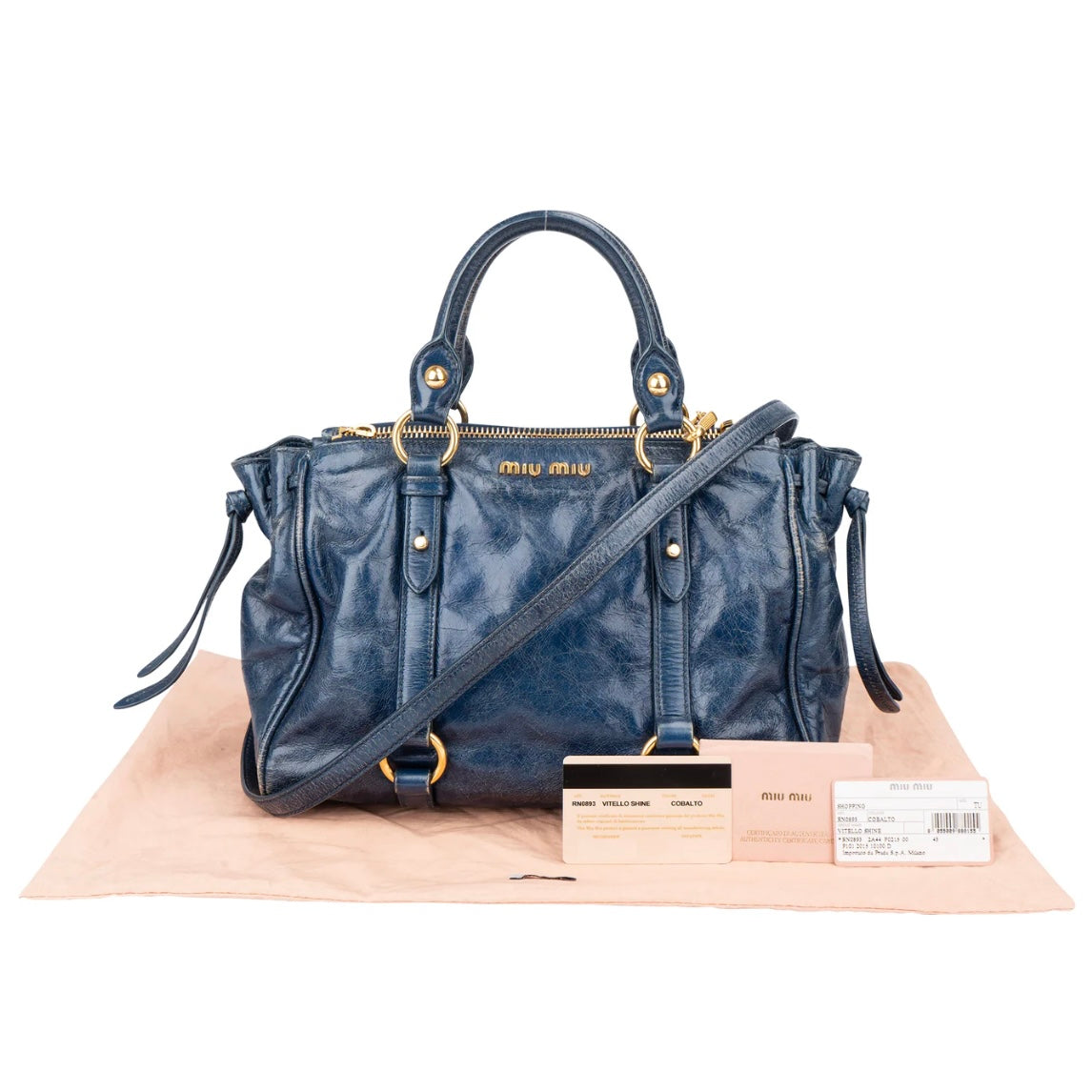 Miu Miu Blue Leather City Handbag