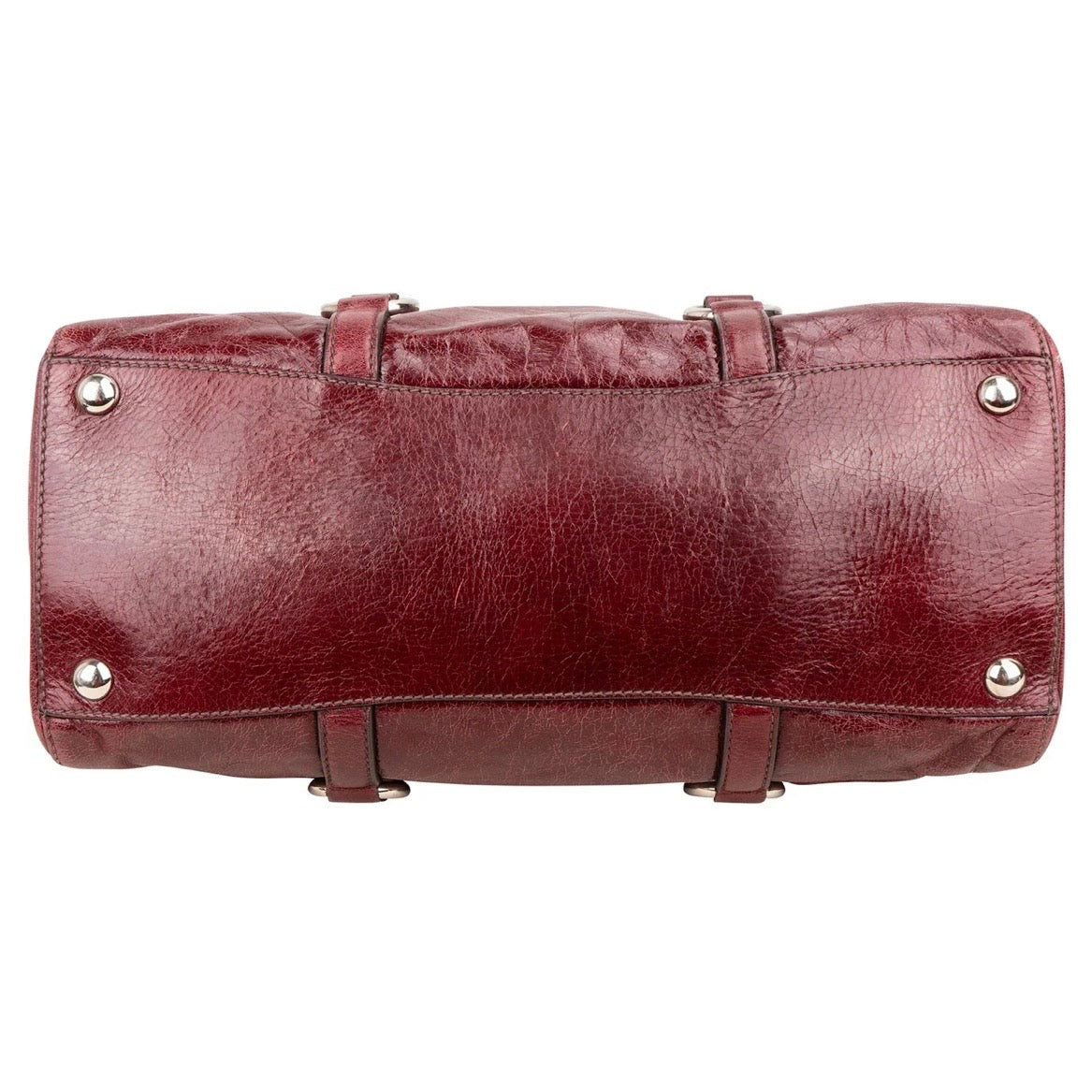 Miu Miu Vitello Lux Shine Leather Tote Buckle Handbag