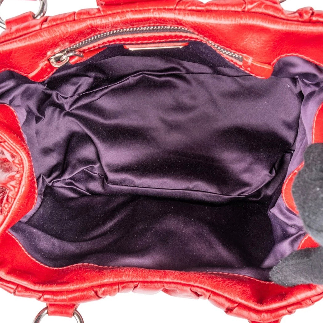 Miu Miu Red Quilted Vitello Lux Small Coffer Handbag