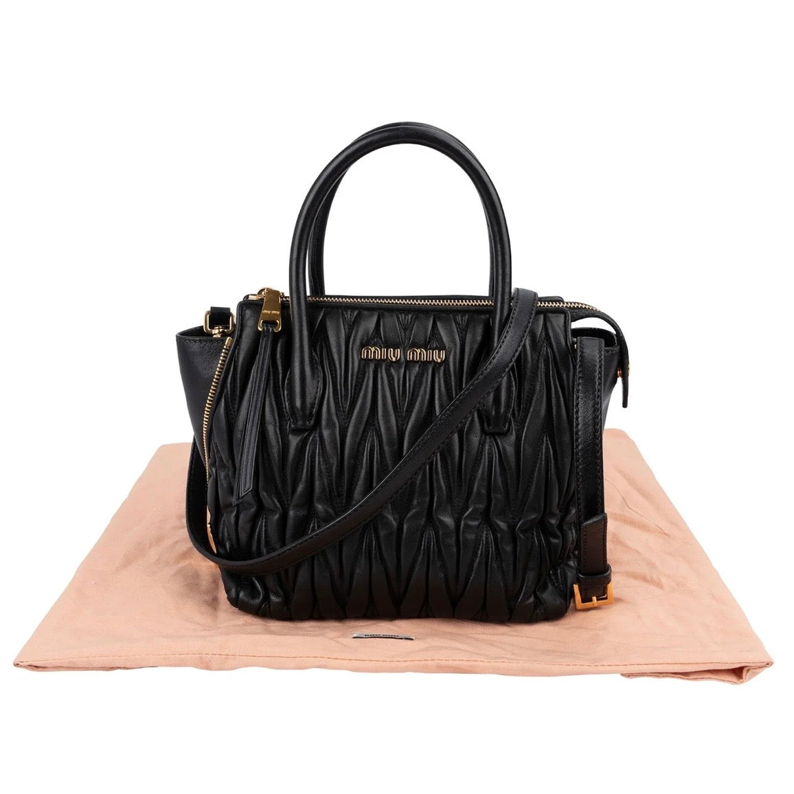 Miu Miu Black Quilted Nappa Leather Handbag