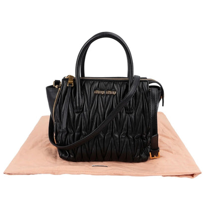 Miu Miu Black Quilted Nappa Leather Handbag