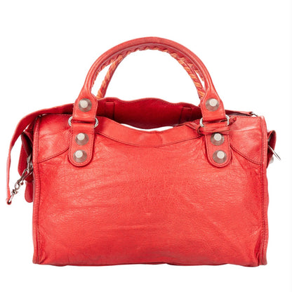 Balenciaga Red Leather The City Handbag