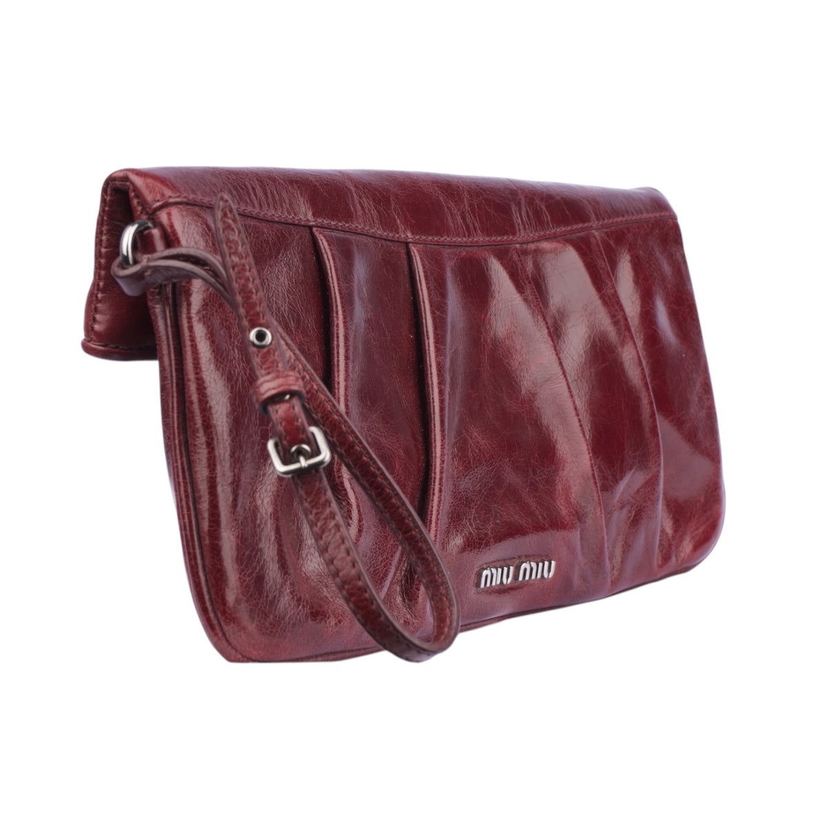Miu Miu Bordeaux Leather Clutch Bag