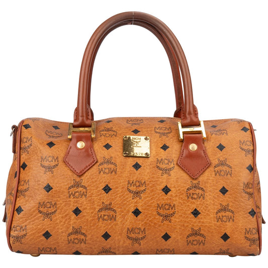 MCM Visetos Monogram Boston Handbag