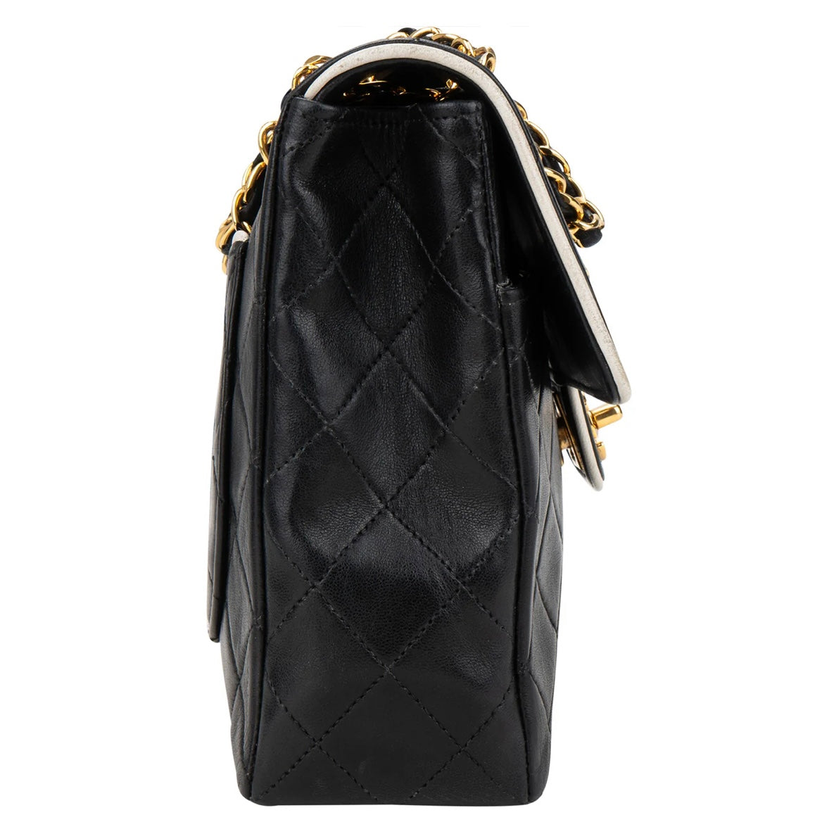 Chanel Quilted Lambskin 24K Gold Bicolor Single Flap Crossbody Bag
