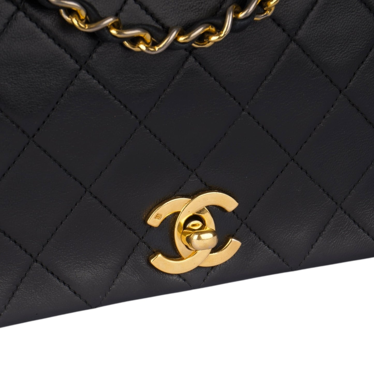 Chanel Quilted Lambskin 24K Gold Single Flap Crossbody Bag