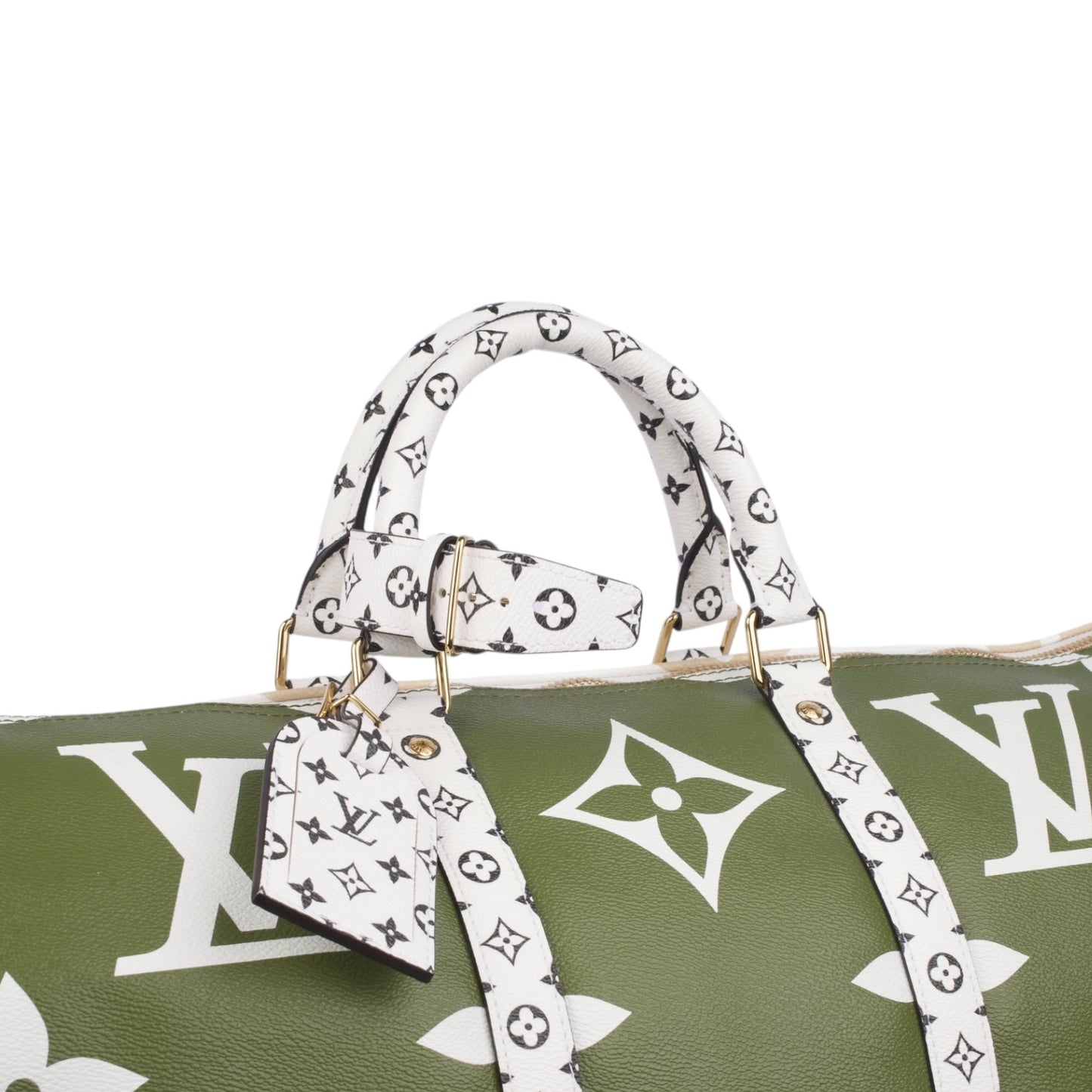 Louis Vuitton Khaki/White Limited Giant Monogram Keepall Bandouliere 50