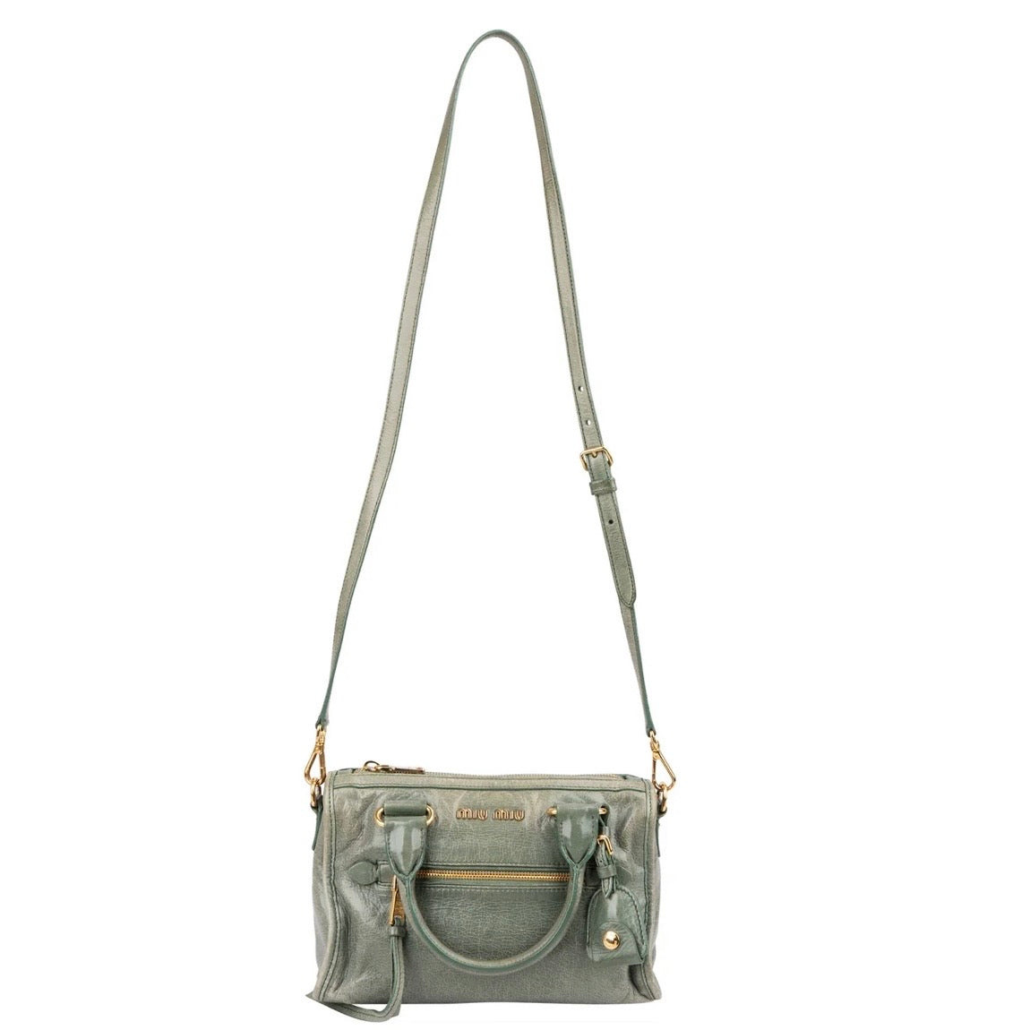Miu Miu Vitello Shine Leather Mini Bauletto Handbag