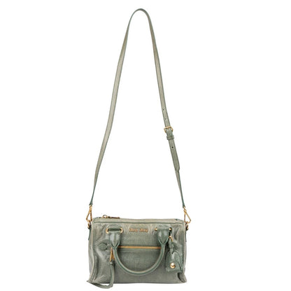 Miu Miu Vitello Shine Leather Mini Bauletto Handbag