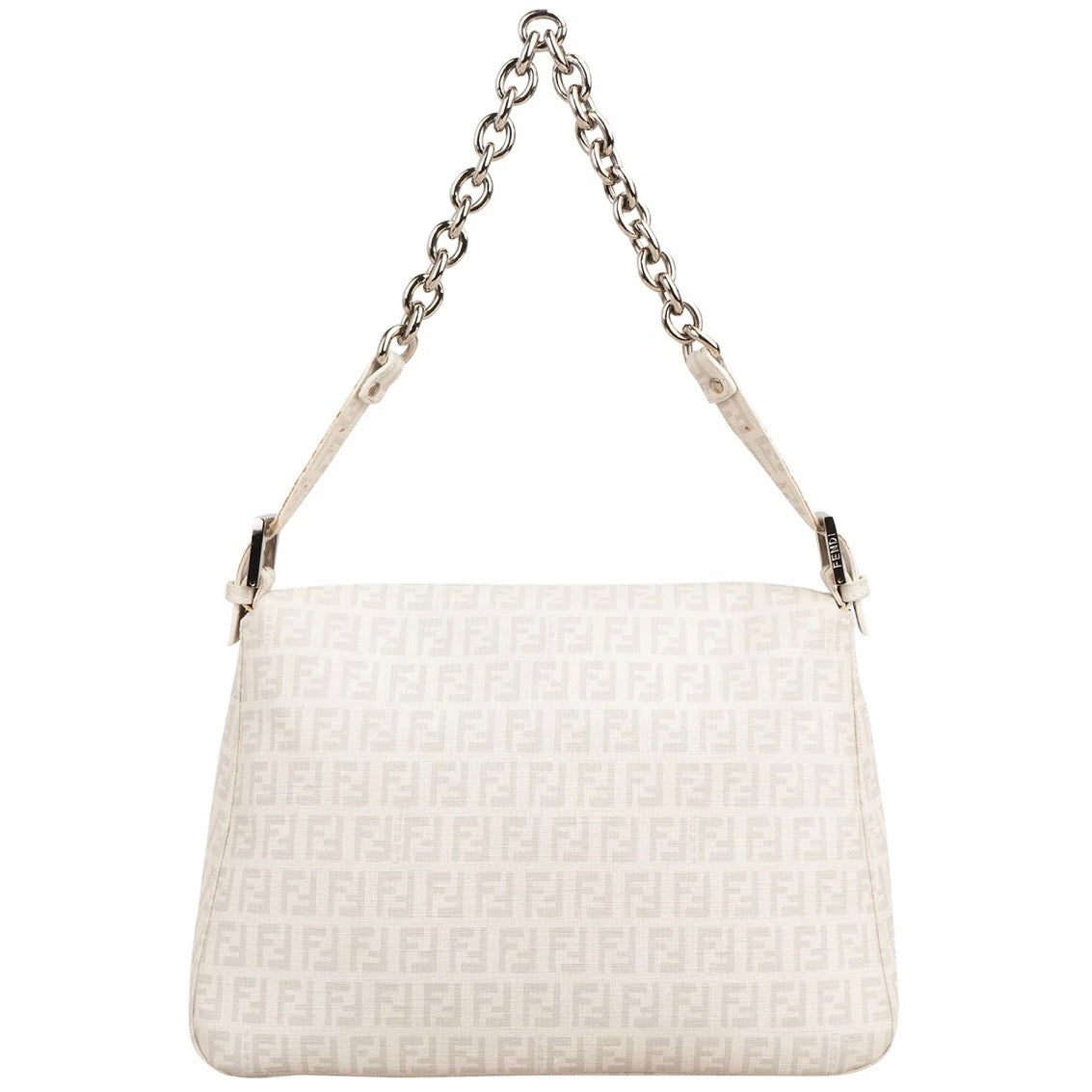 Fendi Zucchino Canvas Chain Baguette Mamma Shoulder Bag