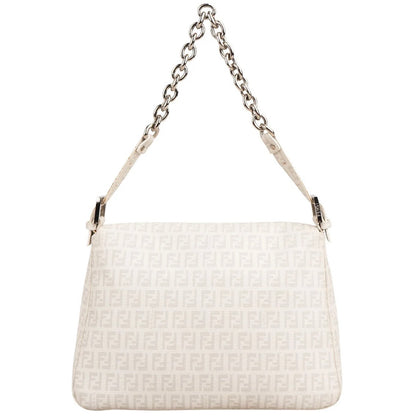 Fendi Zucchino Canvas Chain Baguette Mamma Shoulder Bag