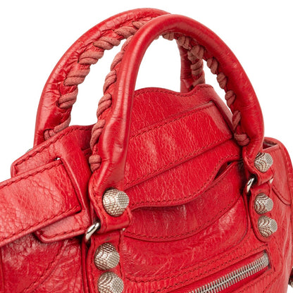 Balenciaga Red Leather Mini City Handbag