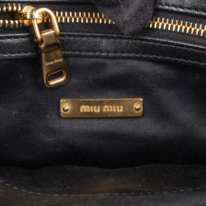Miu Miu Black Quilted Nappa Leather Handbag