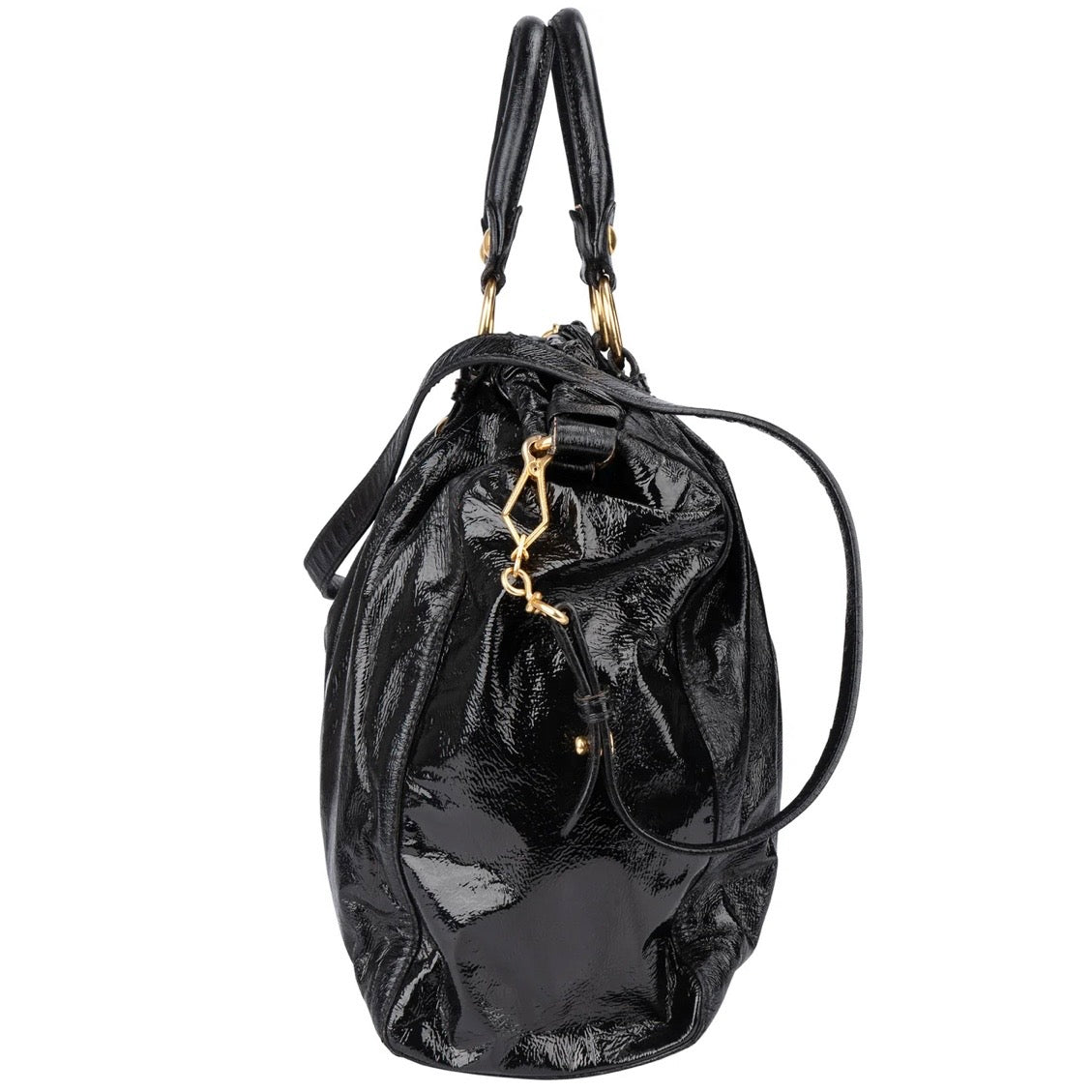 Miu Miu Black Patent Leather City Handbag