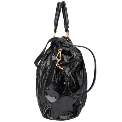 Miu Miu Black Patent Leather City Handbag