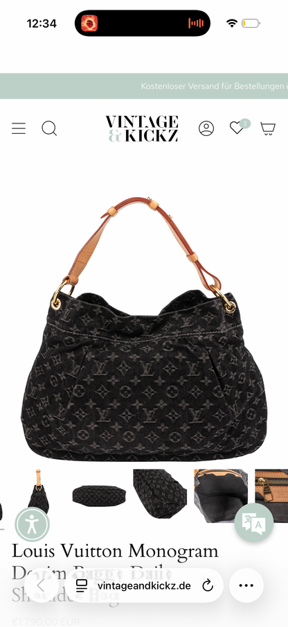 Louis Vuitton Monogram Denim Baggy Daily Shoulder Bag