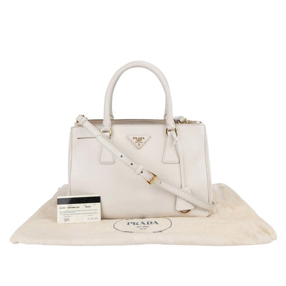 Prada White Saffiano Leather Galleria Handbag