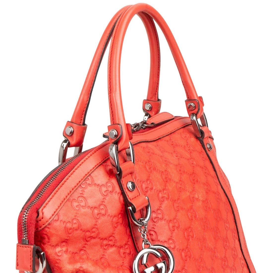 Gucci Red Guccissima Leather Sukey Top Handle Handbag