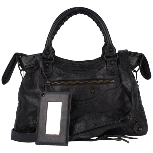 Balenciaga Black Leather City Handbag