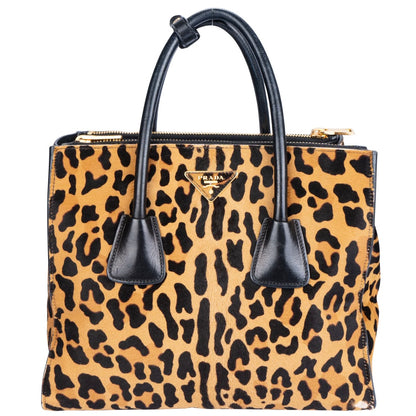 Prada Leopard Galleria Twin Zip Handbag