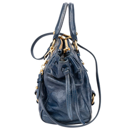 Miu Miu Blue Leather City Handbag