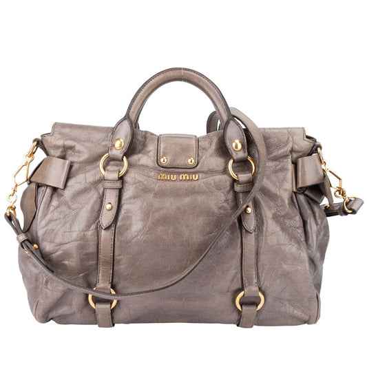 Miu Miu Grey Leather Lock Handbag