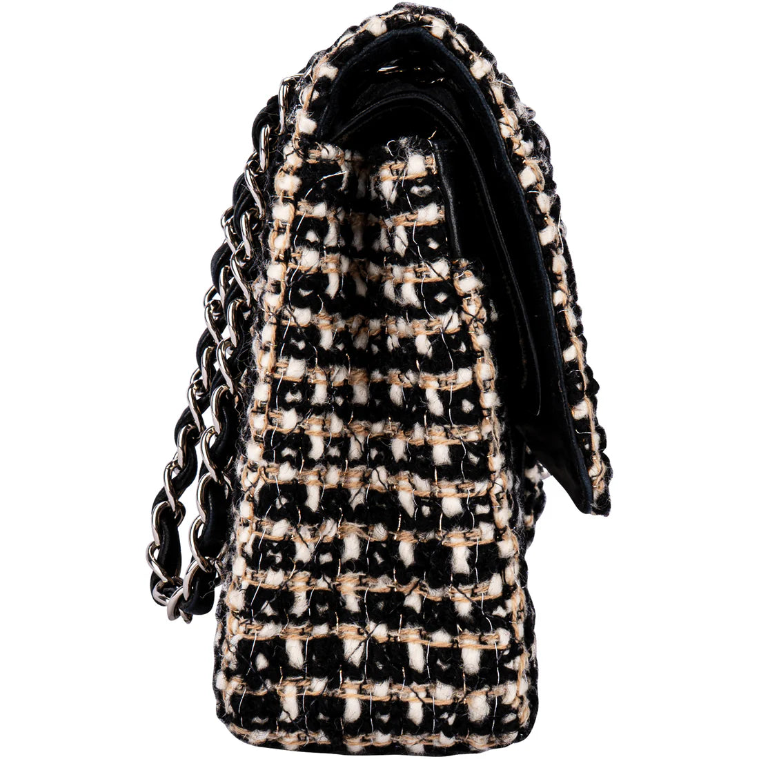 Chanel Quilted Tweed Medium Double Flap Crossbody Bag