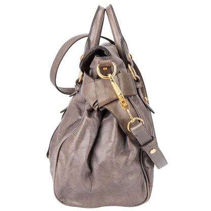 Miu Miu Grey Leather Lock Handbag