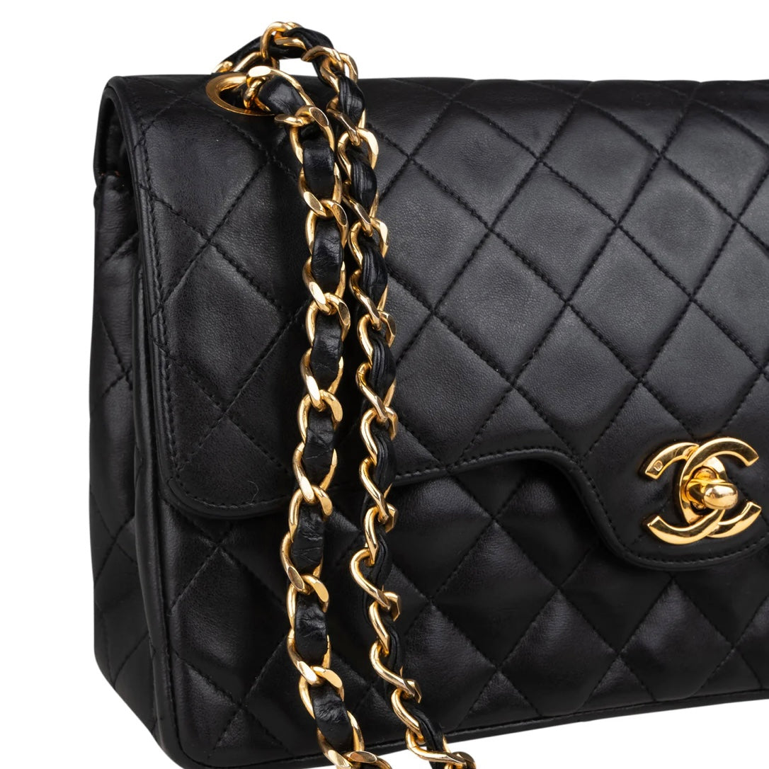 Chanel Quilted Lambskin 24K Gold Medium Double Flap Crossbody Bag