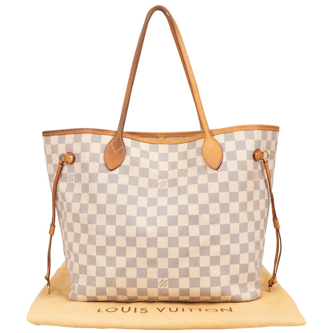 Louis Vuitton Monogram Damier Azur Canvas Neverfull MM Shoulder Bag