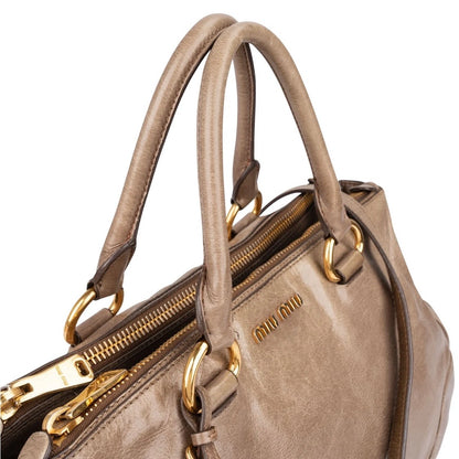 Miu Miu Vitello Lux Leather Bowler Handbag
