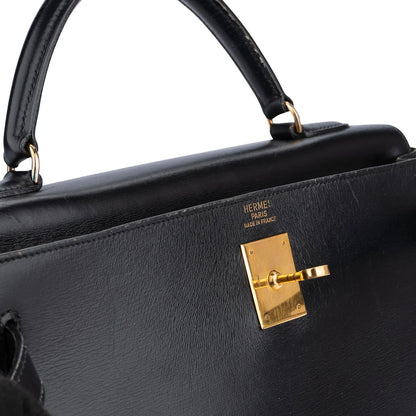 Hermès Noir Boxcalf Kelly 32 Handbag