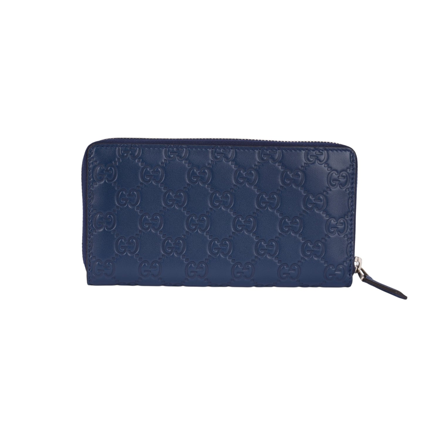 Gucci Blue Guccissima Leather NY Yankees Zip Wallet