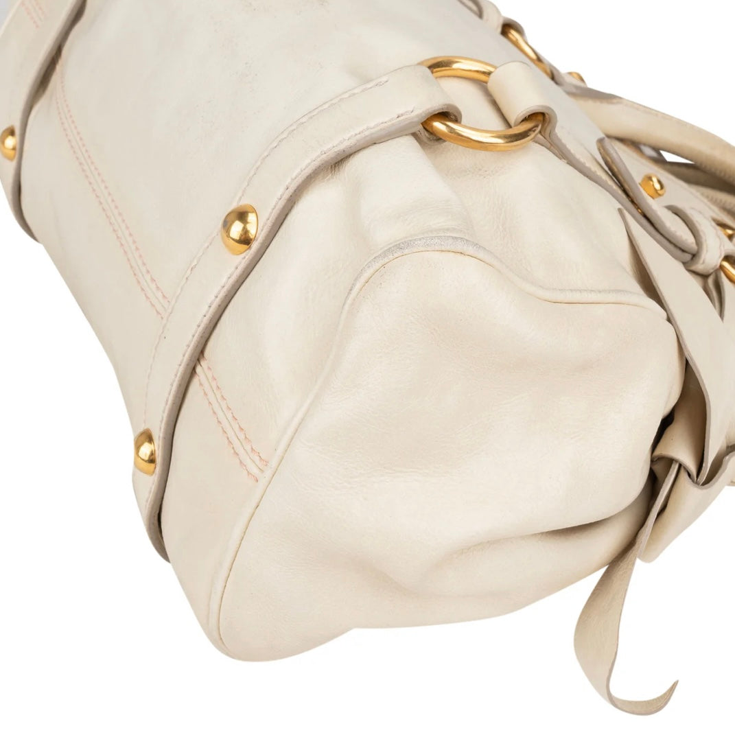 Miu Miu White Leather City Handbag