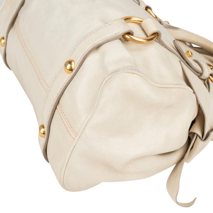 Miu Miu White Leather City Handbag