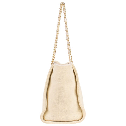 Chanel Beige Tweed Cambon Deauville Shoulder Bag