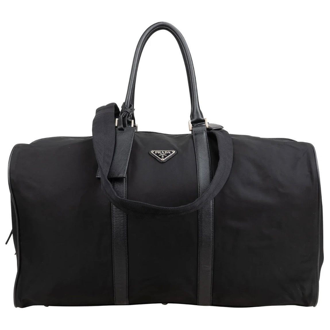 Prada Black Nylon Triangle Duffle Bag 55 Travel Bag