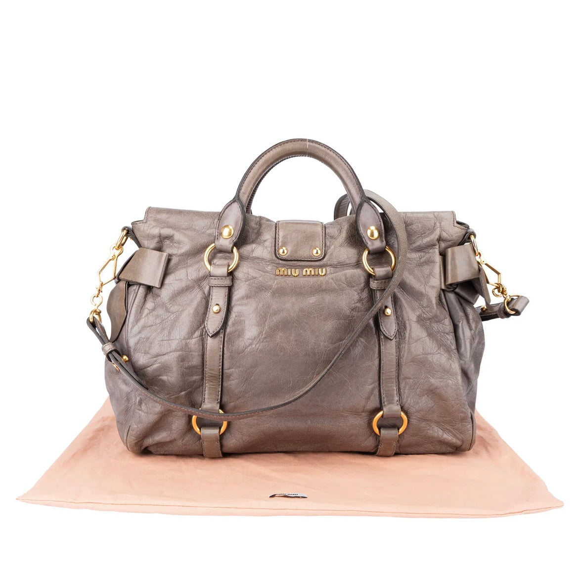 Miu Miu Grey Leather Lock Handbag