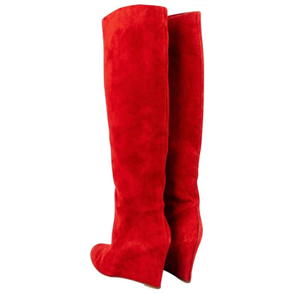 Christian Louboutin Red Suede Tuorloubi Flat Boots (38)