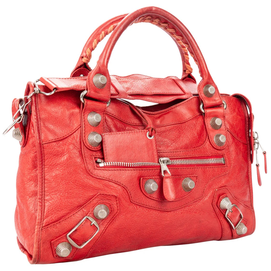 Balenciaga Red Leather The City Handbag